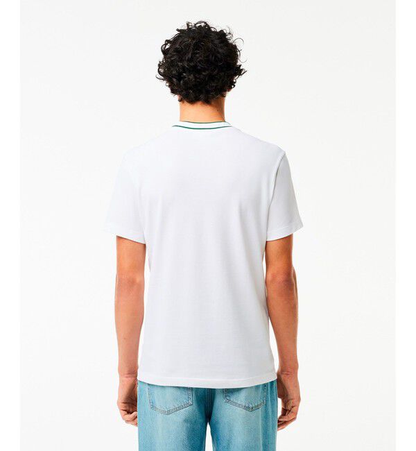 LACOSTE「ラインドリブネック鹿の子地Tシャツ」|Tシャツ・カットソー|