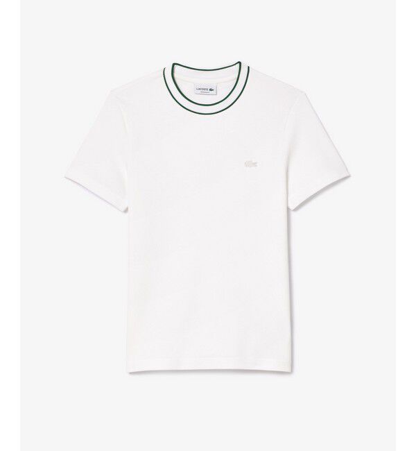 LACOSTE「ラインドリブネック鹿の子地Tシャツ」|Tシャツ・カットソー|