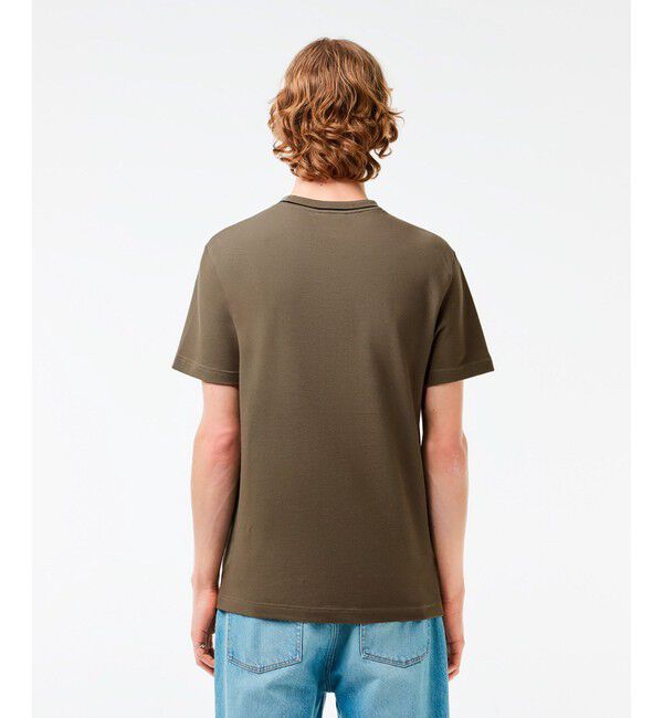 LACOSTE「ラインドリブネック鹿の子地Tシャツ」|Tシャツ・カットソー|