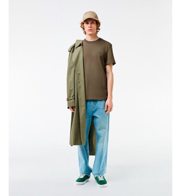 LACOSTE「ラインドリブネック鹿の子地Tシャツ」|Tシャツ・カットソー|