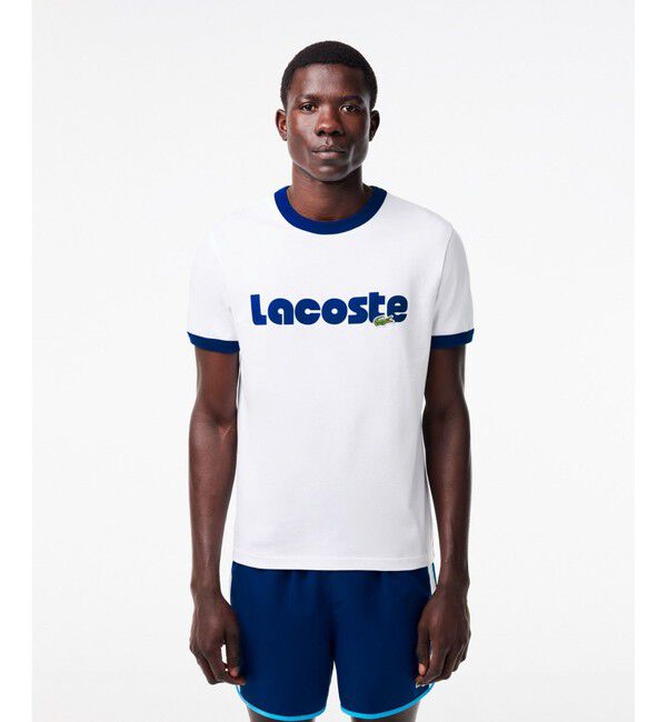 LACOSTE「ネームプリントトリムTシャツ」|Tシャツ・カットソー|ホワイト