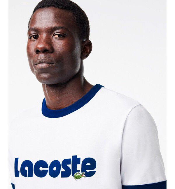 LACOSTE「ネームプリントトリムTシャツ」|Tシャツ・カットソー|