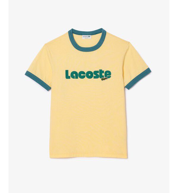 LACOSTE「ネームプリントトリムTシャツ」|Tシャツ・カットソー|オレンジ