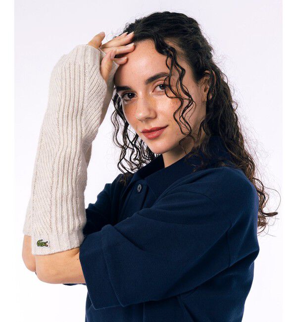 LACOSTE「コンビ・ニッティングアームカバー」|手袋|ストーン