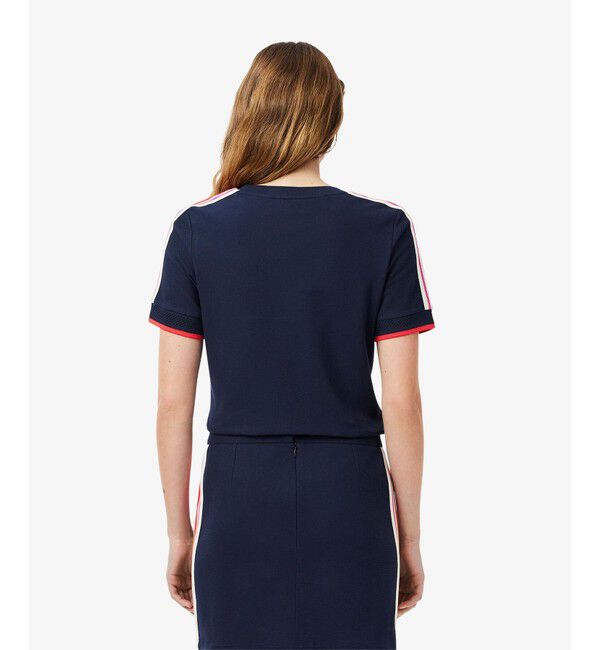 LACOSTE「ショルダーメッシュバンド鹿の子半袖Tシャツ」|Tシャツ・カットソー|