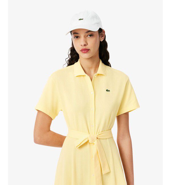 LACOSTE「鹿の子地シャツドレス ドレープフレアワンピース」|ワンピース|