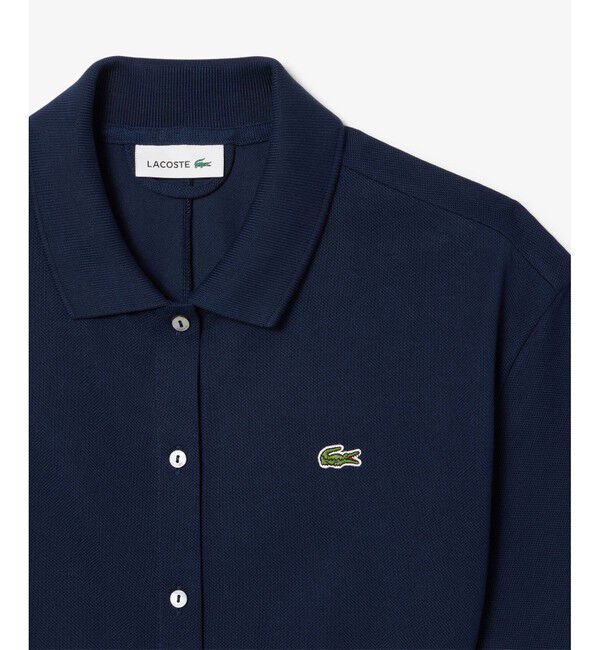 LACOSTE「鹿の子地シャツドレス ドレープフレアワンピース」|ワンピース|