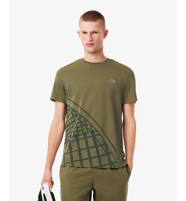 LACOSTE「ラケットグラフィックウルトラドライTシャツ」|Tシャツ・カットソー|オリーブ