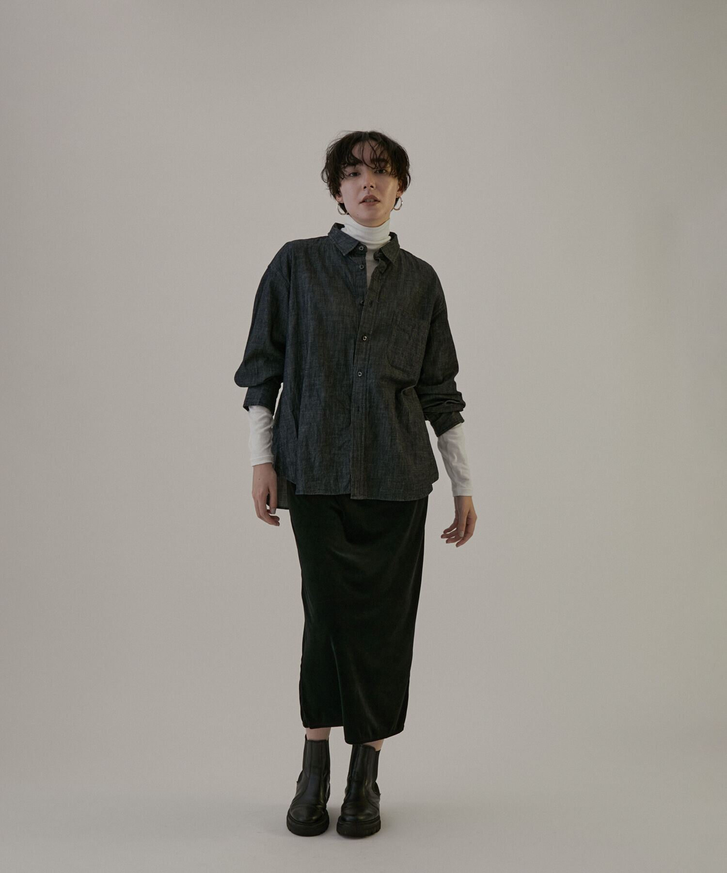 SALON adam et rope'「ベロアロングスリットタイトスカート【セットアップ対応・洗える】」|スカート|