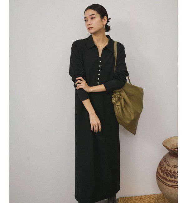 SALON adam et rope'「【WEB限定】スキッパーニットワンピース」|ワンピース|