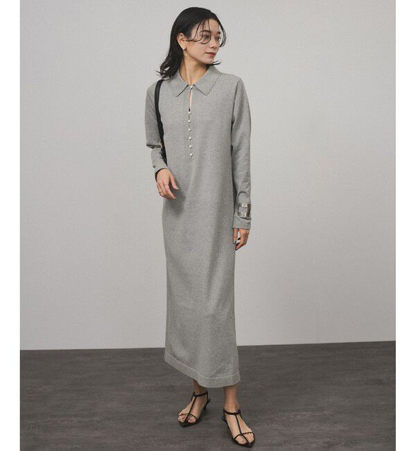 SALON adam et rope'「【WEB限定】スキッパーニットワンピース」|ワンピース|グレー(07)