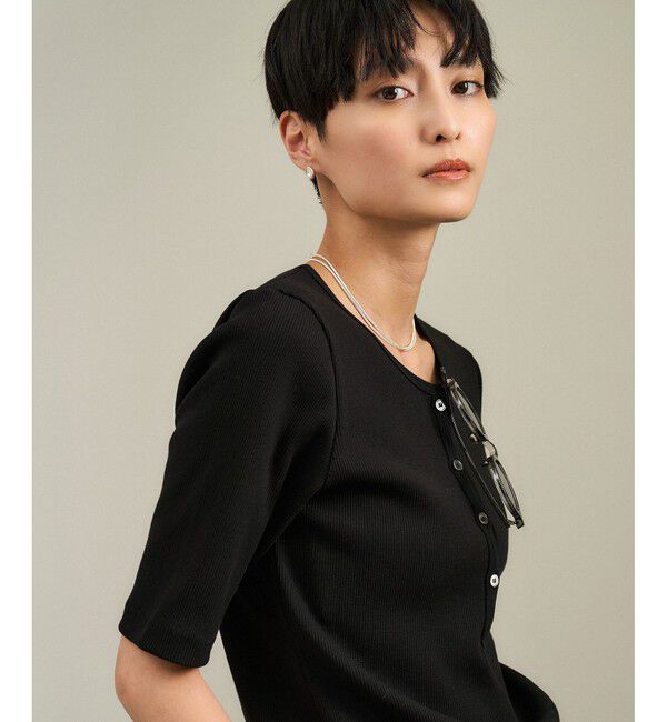 SALON adam et rope'「【WEB限定】プリマベールリブヘンリーネックTシャツ」|Tシャツ・カットソー|