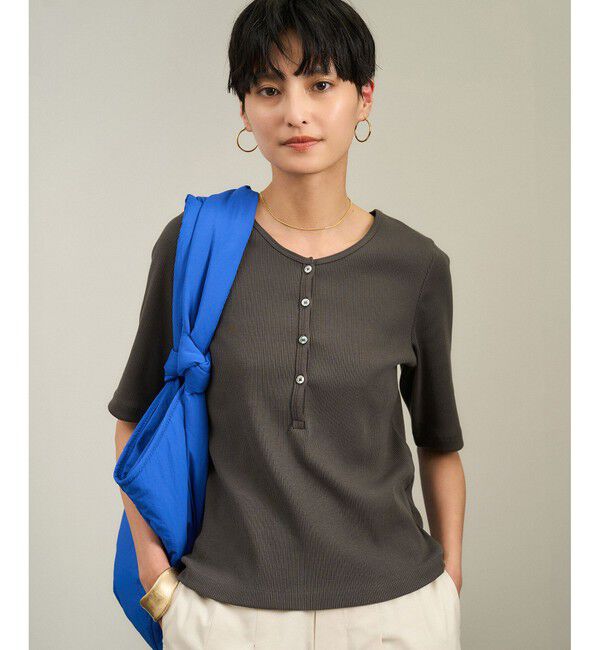 SALON adam et rope'「【WEB限定】プリマベールリブヘンリーネックTシャツ」|Tシャツ・カットソー|