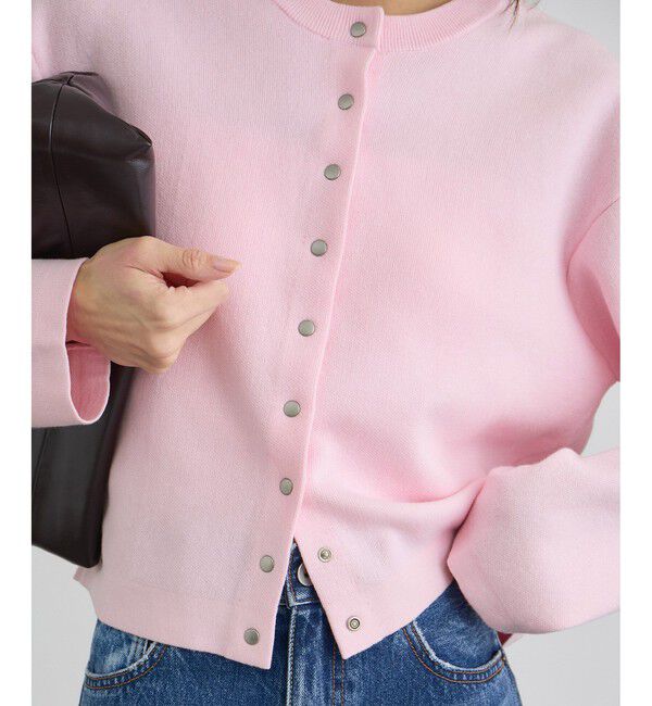 SALON adam et rope'「【WEB限定】ブルジョンボタンクルーネックカーディガン」|カーディガン|ピンク(63)