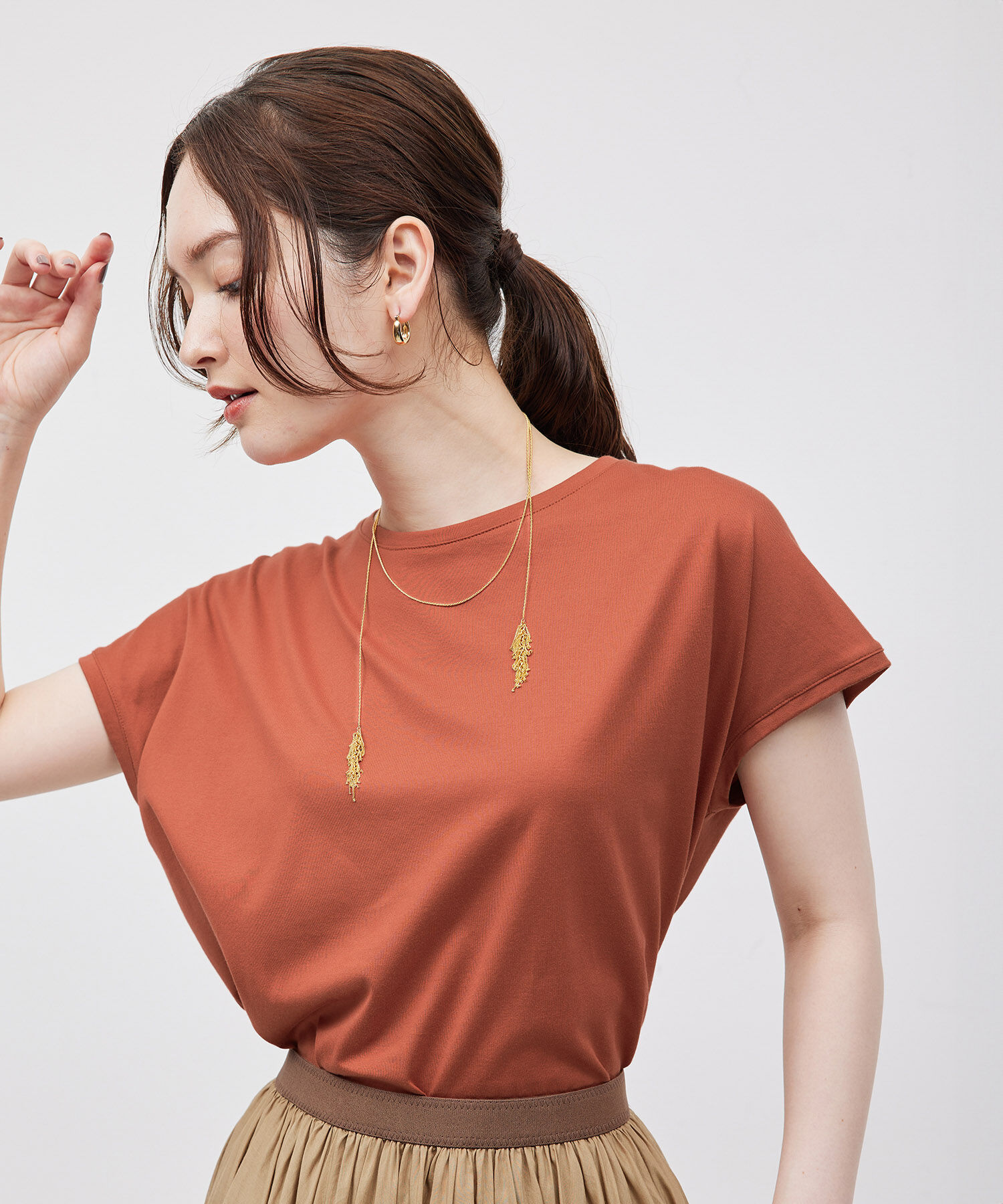 ROPE「【洗える】【一部カラー接触冷感】アームレットTシャツ」|Tシャツ・カットソー|