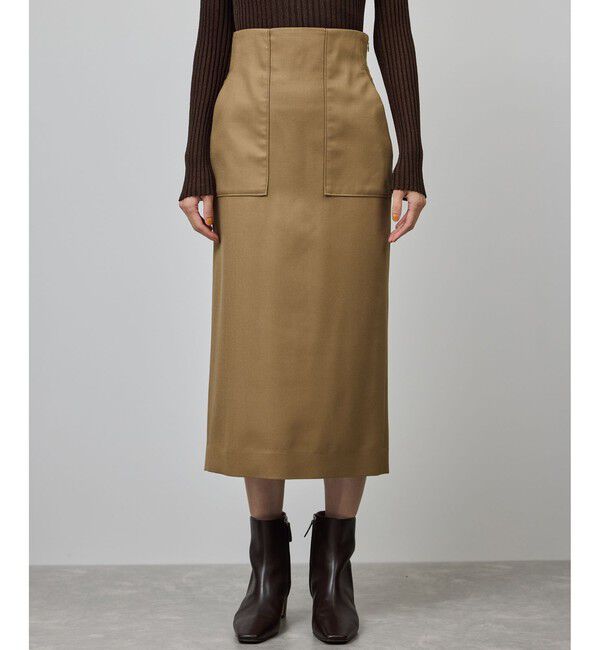 ROPE「[美人スカート]ウールレーヨンポケット付きタイトスカート(無地)/イージーケア・セットアップ対応」|スカート|