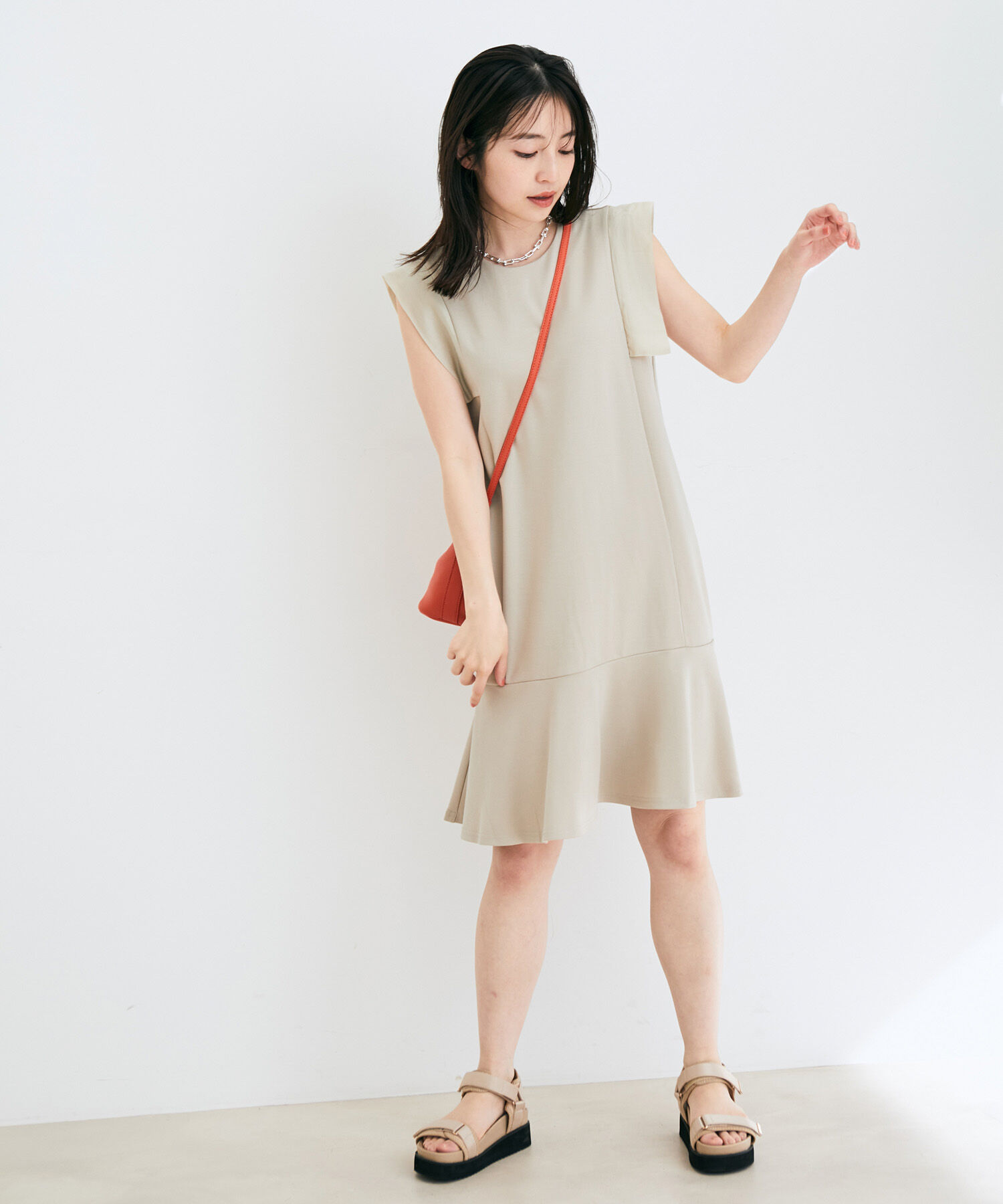 VIS「【WEB限定】異素材カットミニワンピース」|ワンピース|