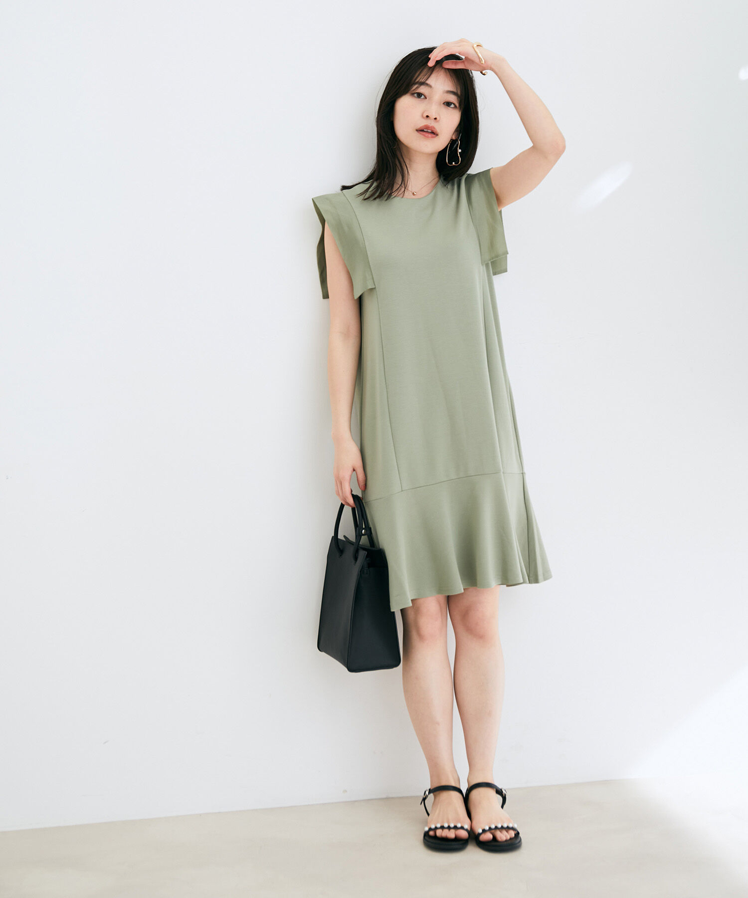 VIS「【WEB限定】異素材カットミニワンピース」|ワンピース|