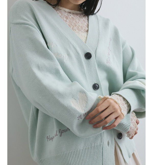 VIS「レタード刺繍ニットカーディガン」|カーディガン|