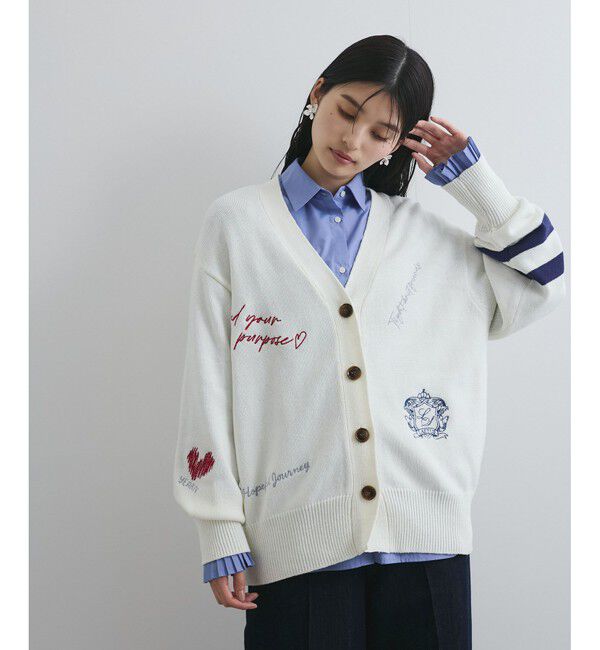VIS「レタード刺繍ニットカーディガン」|カーディガン|