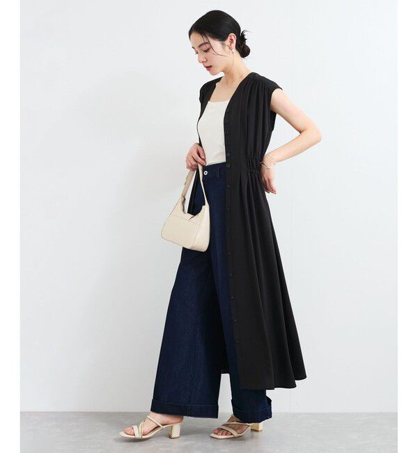 VIS「【接触冷感/洗える】ウエストギャザーワンピース」|ワンピース|