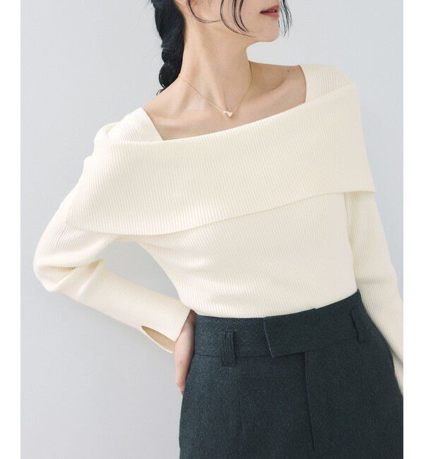 VIS「【美得】オフショルダーモチモチリブニット/好評につき再入荷」|ニット・セーター|