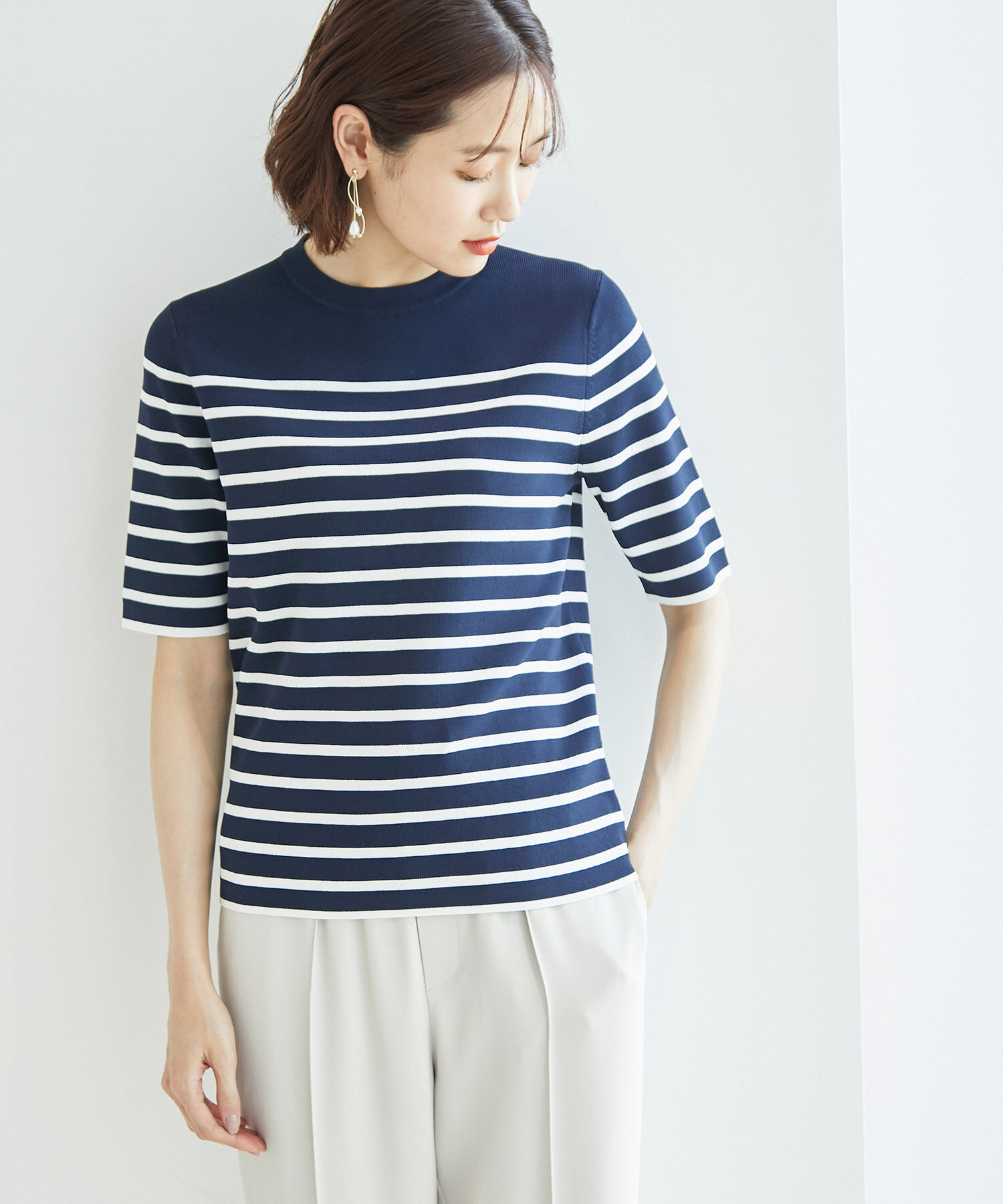 Rope&rsquo;Picnic「Beauty knit/ハーフスリーブニットトップス/WEB限定カラーあり」|ニット・セーター|