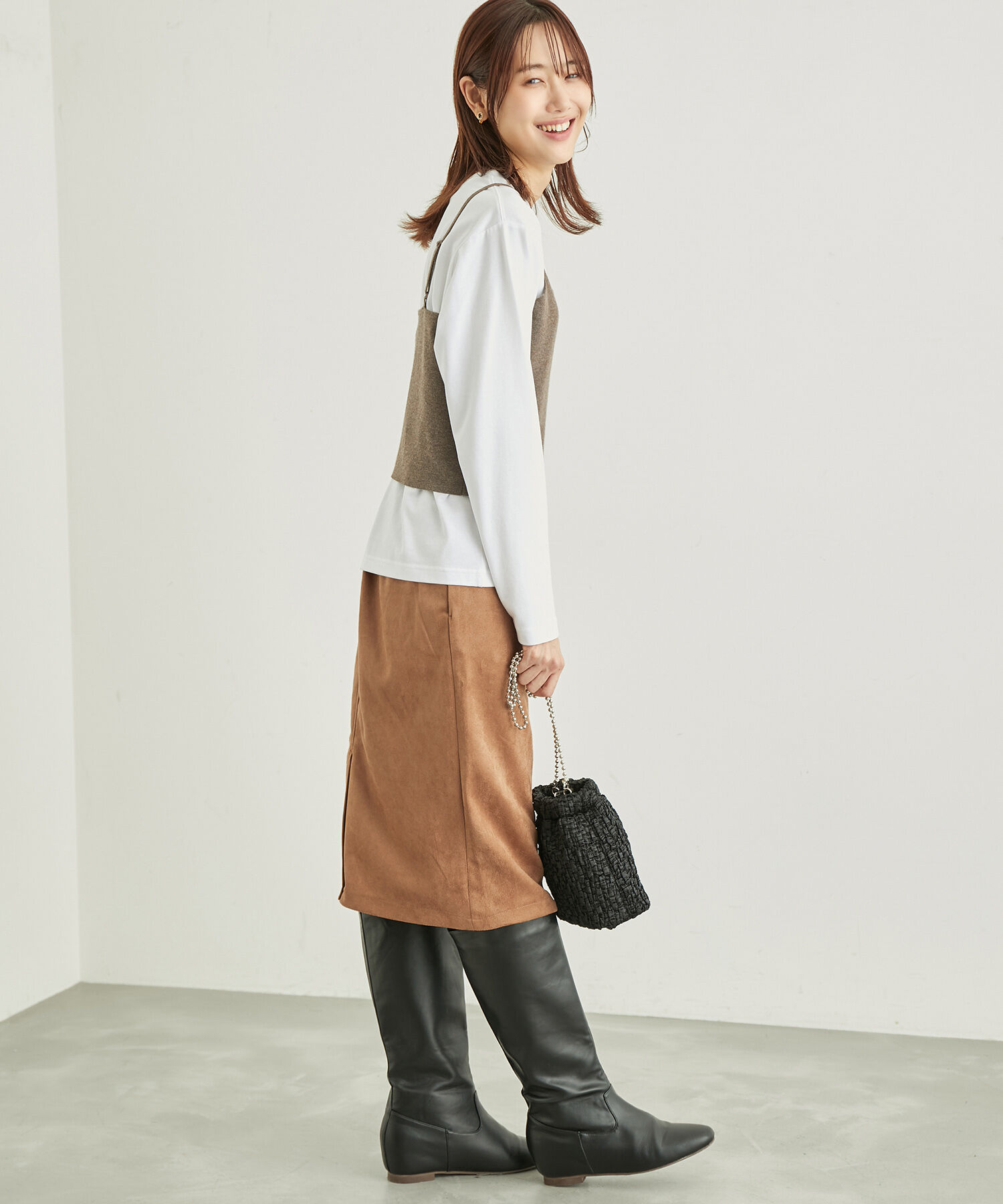 Rope&rsquo;Picnic「リサイクルポリエステルダンボールアイラインスカート」|スカート|