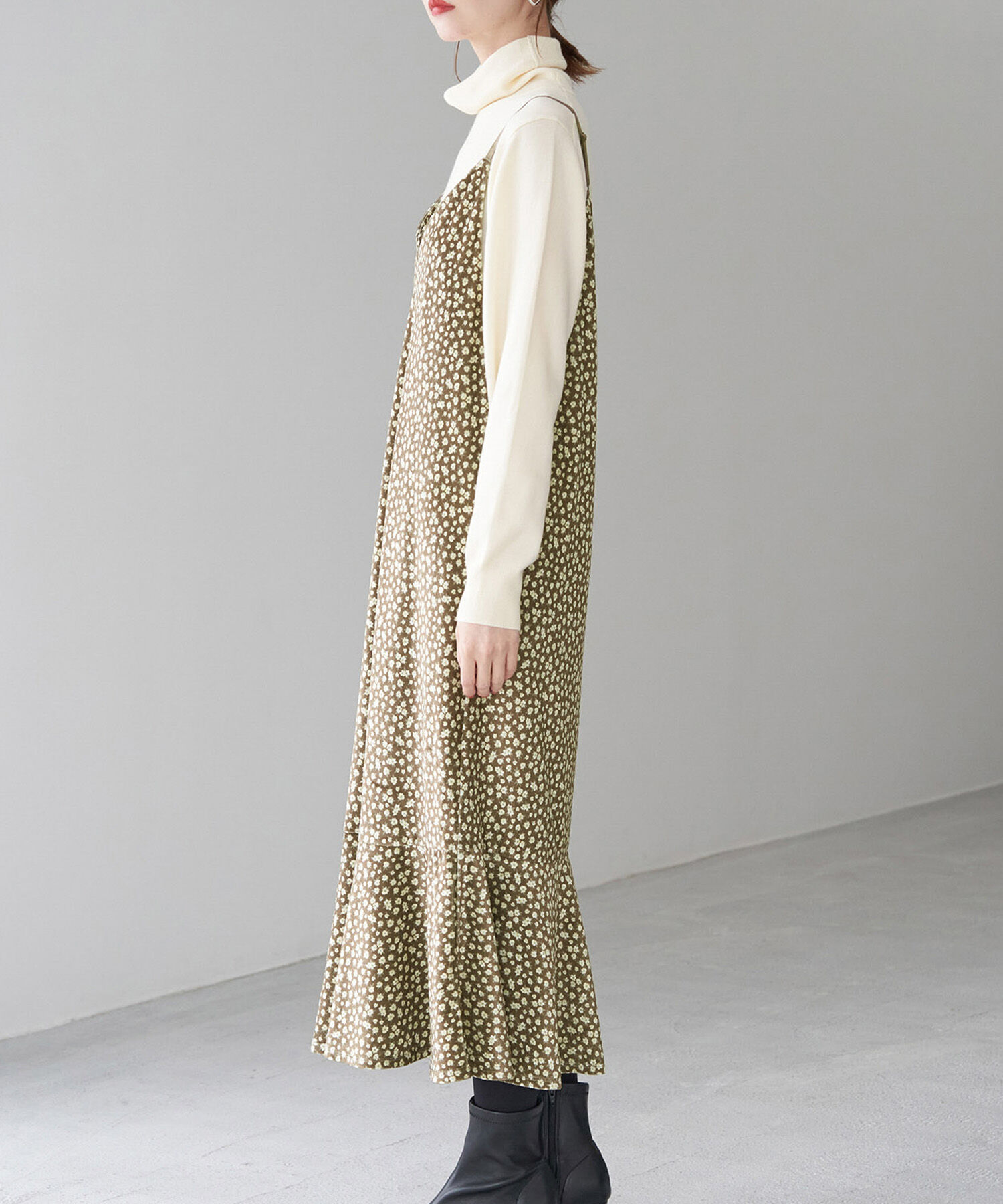 Rope&rsquo;Picnic「リンクコーデ/花柄ベロアキャミワンピース」|ワンピース|