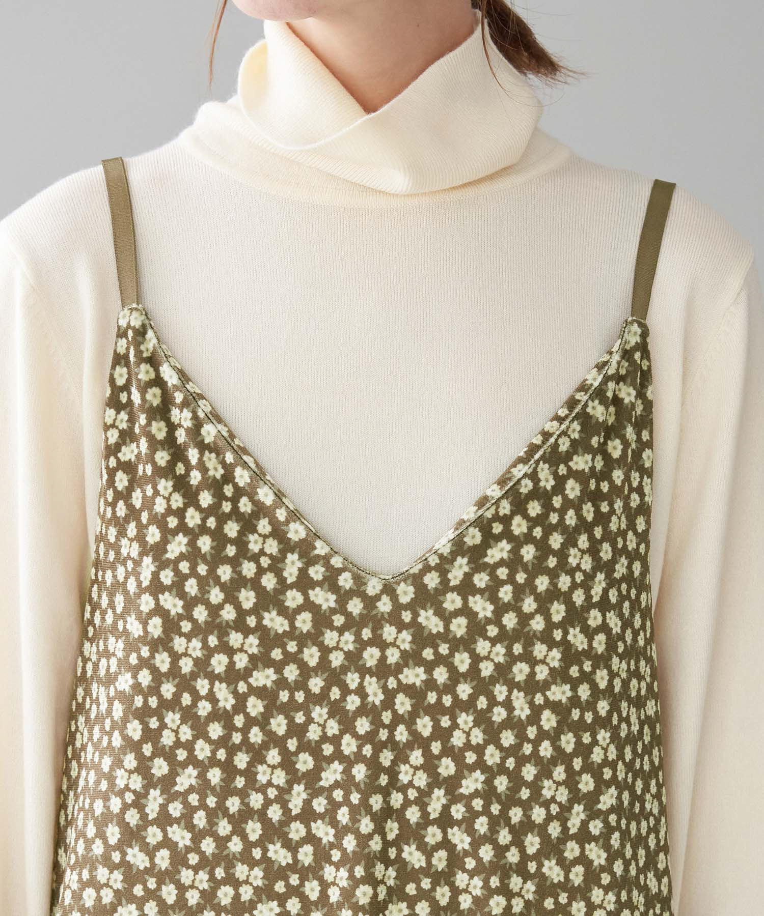 Rope&rsquo;Picnic「リンクコーデ/花柄ベロアキャミワンピース」|ワンピース|