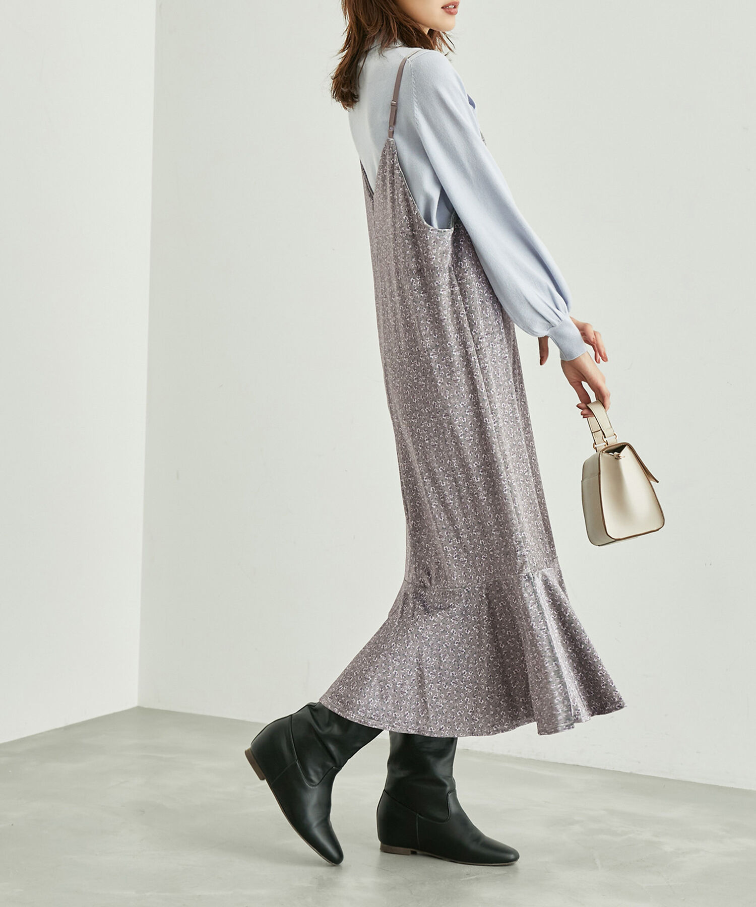 Rope&rsquo;Picnic「リンクコーデ/花柄ベロアキャミワンピース」|ワンピース|