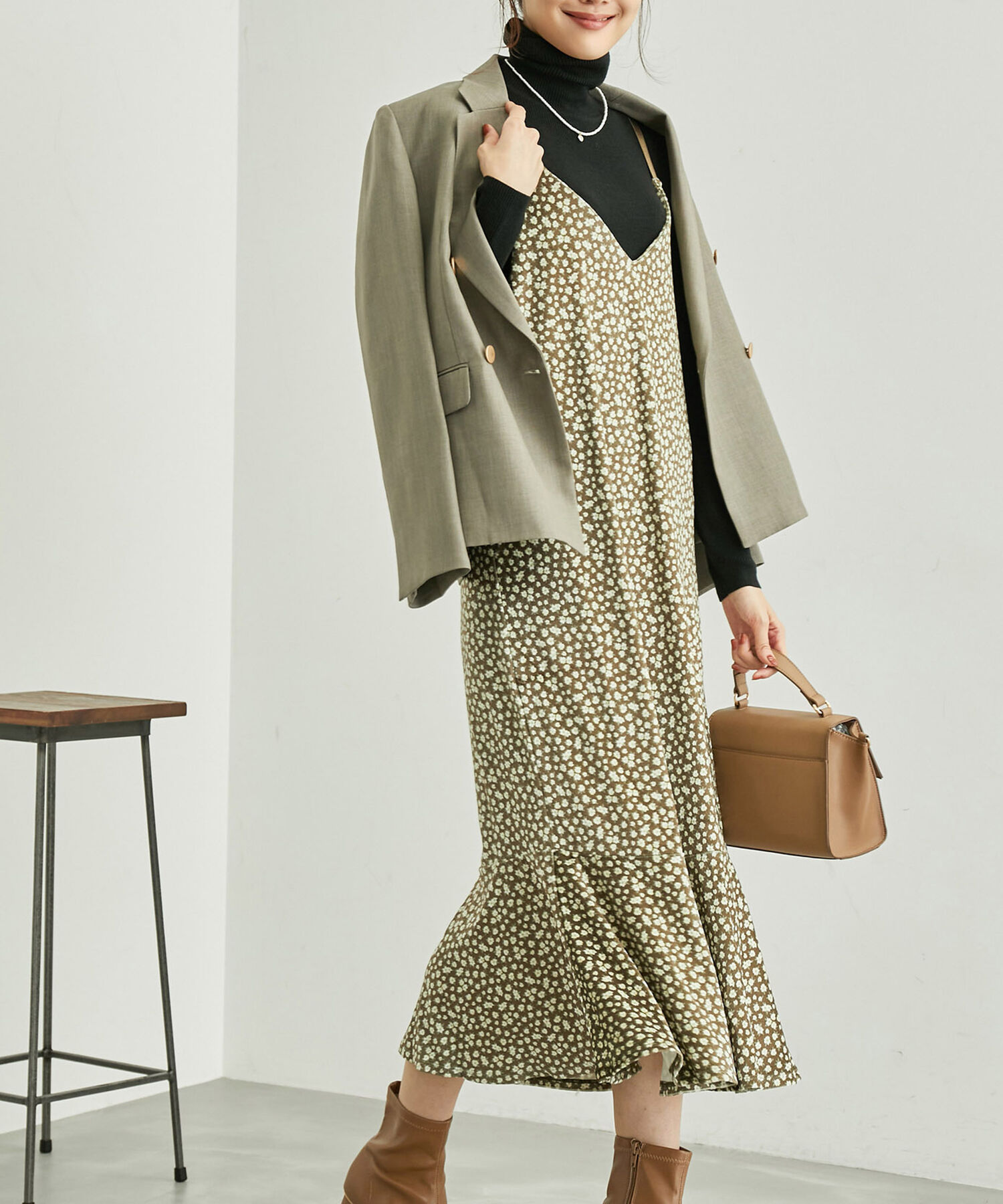 Rope&rsquo;Picnic「リンクコーデ/花柄ベロアキャミワンピース」|ワンピース|