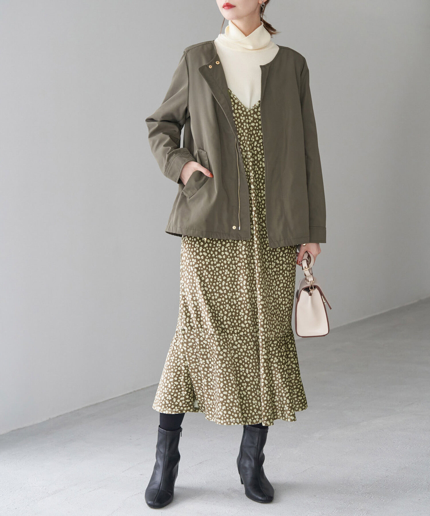 Rope&rsquo;Picnic「リンクコーデ/花柄ベロアキャミワンピース」|ワンピース|