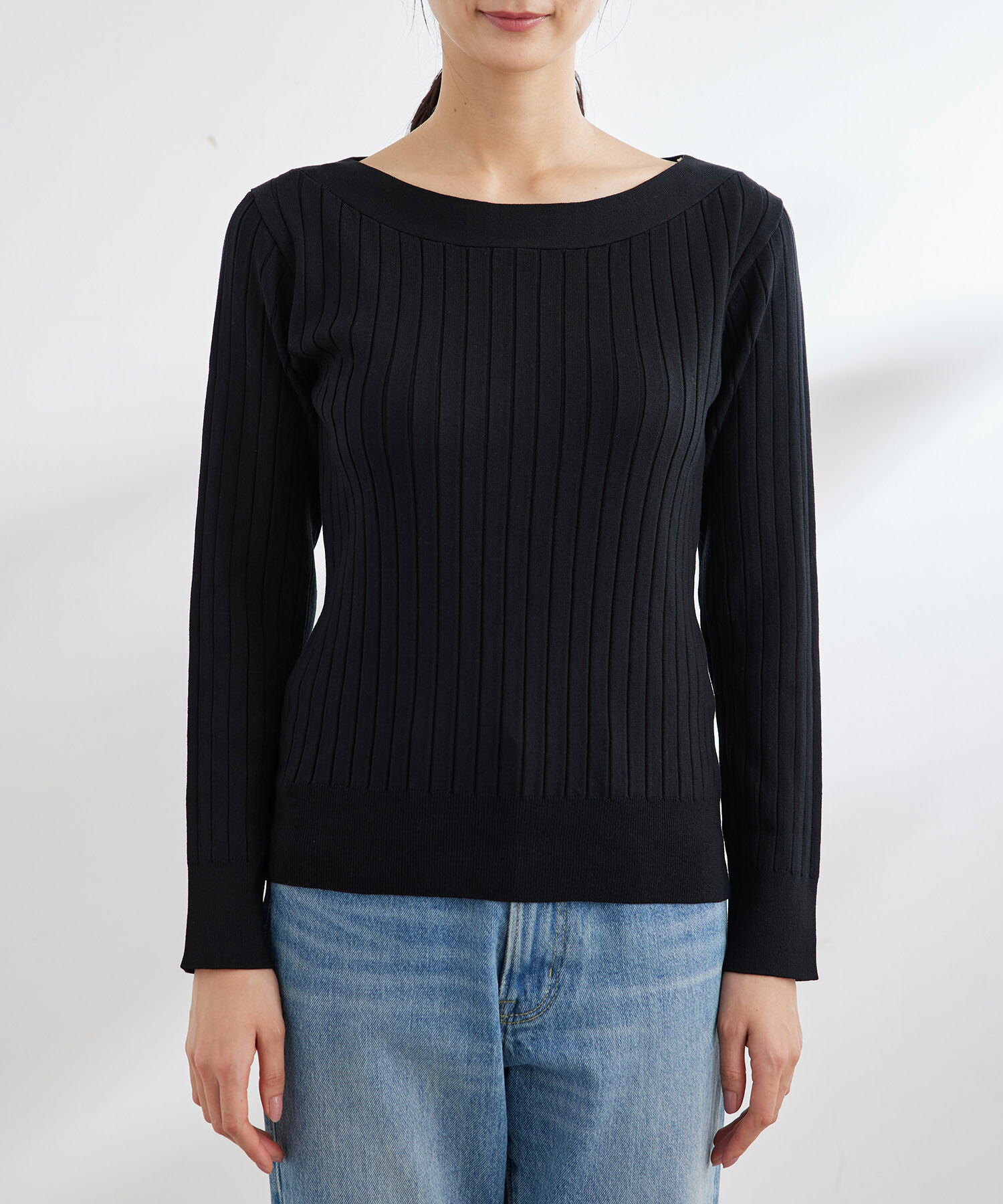 Rope&rsquo;Picnic「UVケア・洗濯機OK/BIOワイドリブボートネックニットプルオーバー 」|ニット・セーター|