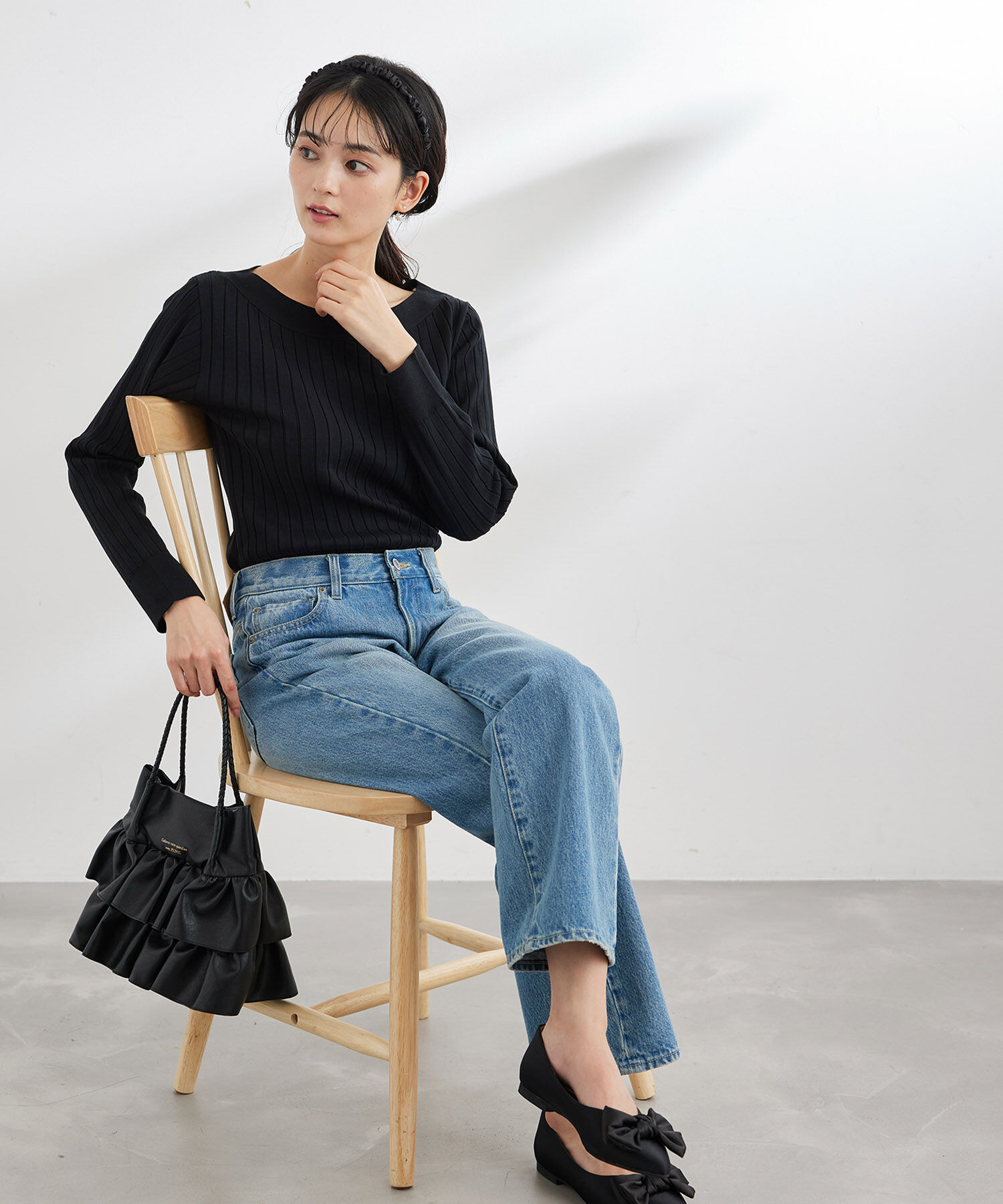 Rope&rsquo;Picnic「UVケア・洗濯機OK/BIOワイドリブボートネックニットプルオーバー 」|ニット・セーター|