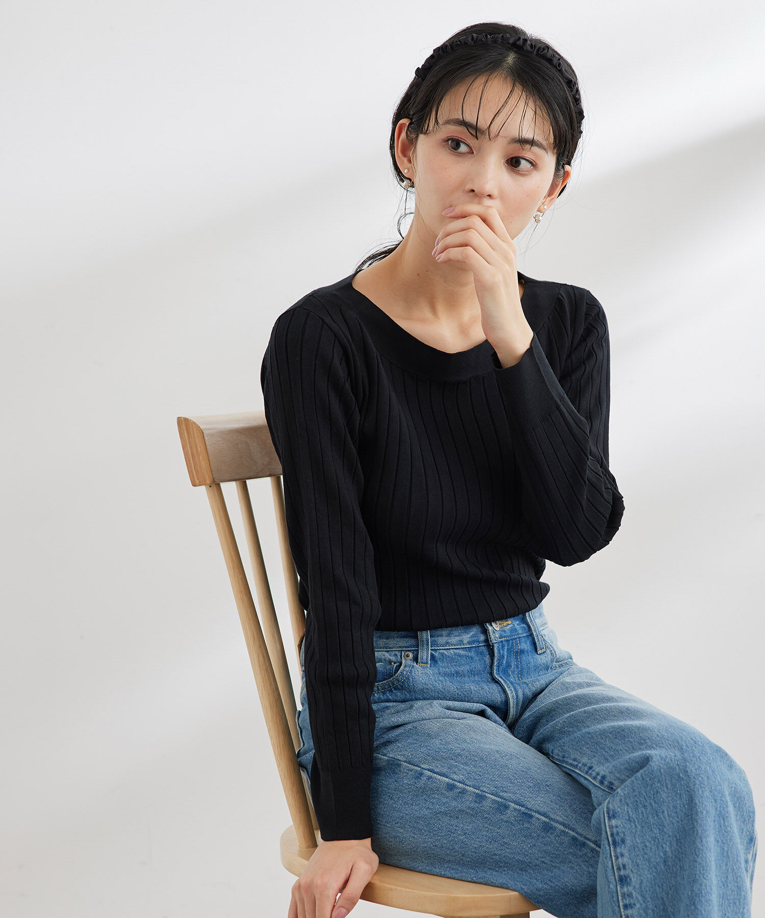 Rope&rsquo;Picnic「UVケア・洗濯機OK/BIOワイドリブボートネックニットプルオーバー 」|ニット・セーター|