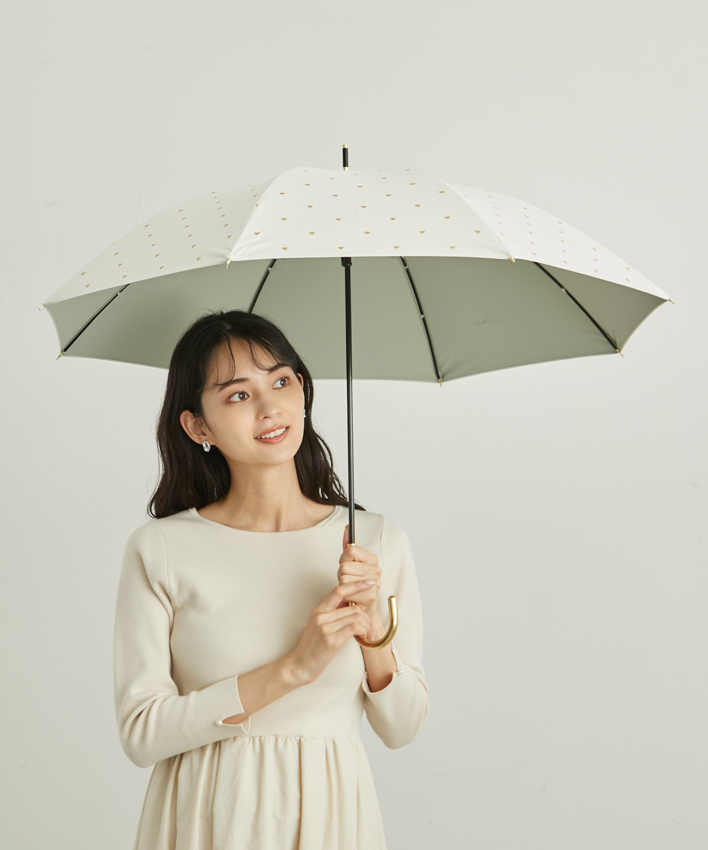 ROPE PICNIC PASSAGE「【Wpc.】晴雨兼用/遮光ゴールドプチハートパラソル」|傘|ホワイト(10)