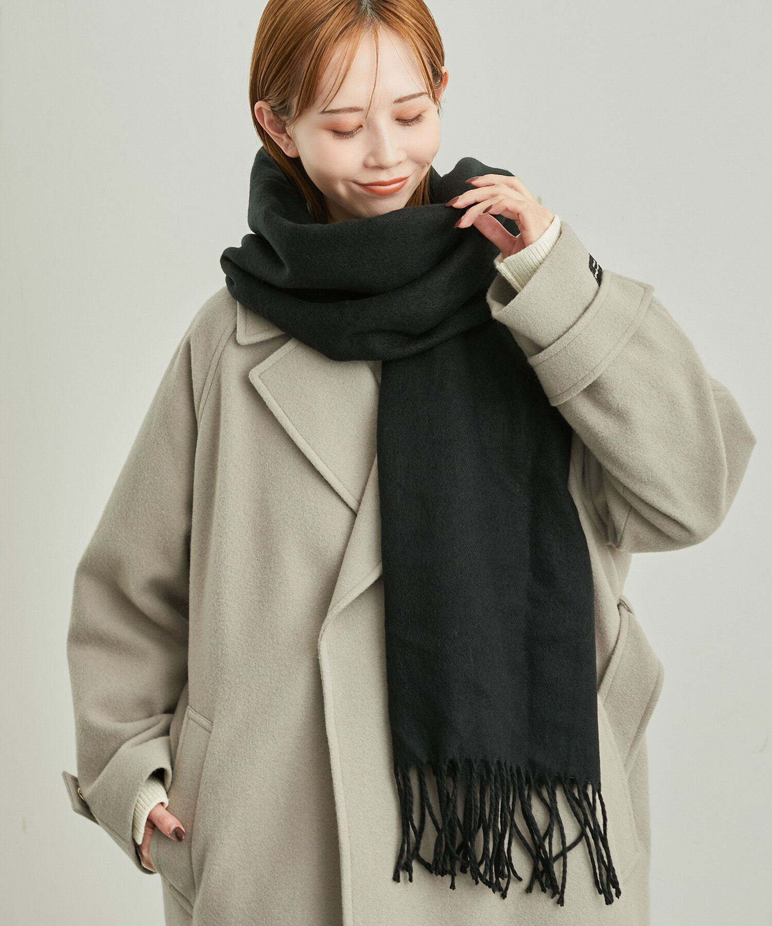 ROPE PICNIC PASSAGE「アルガンオイル混カラーソリッドストール」|ストール|ブラック(01)