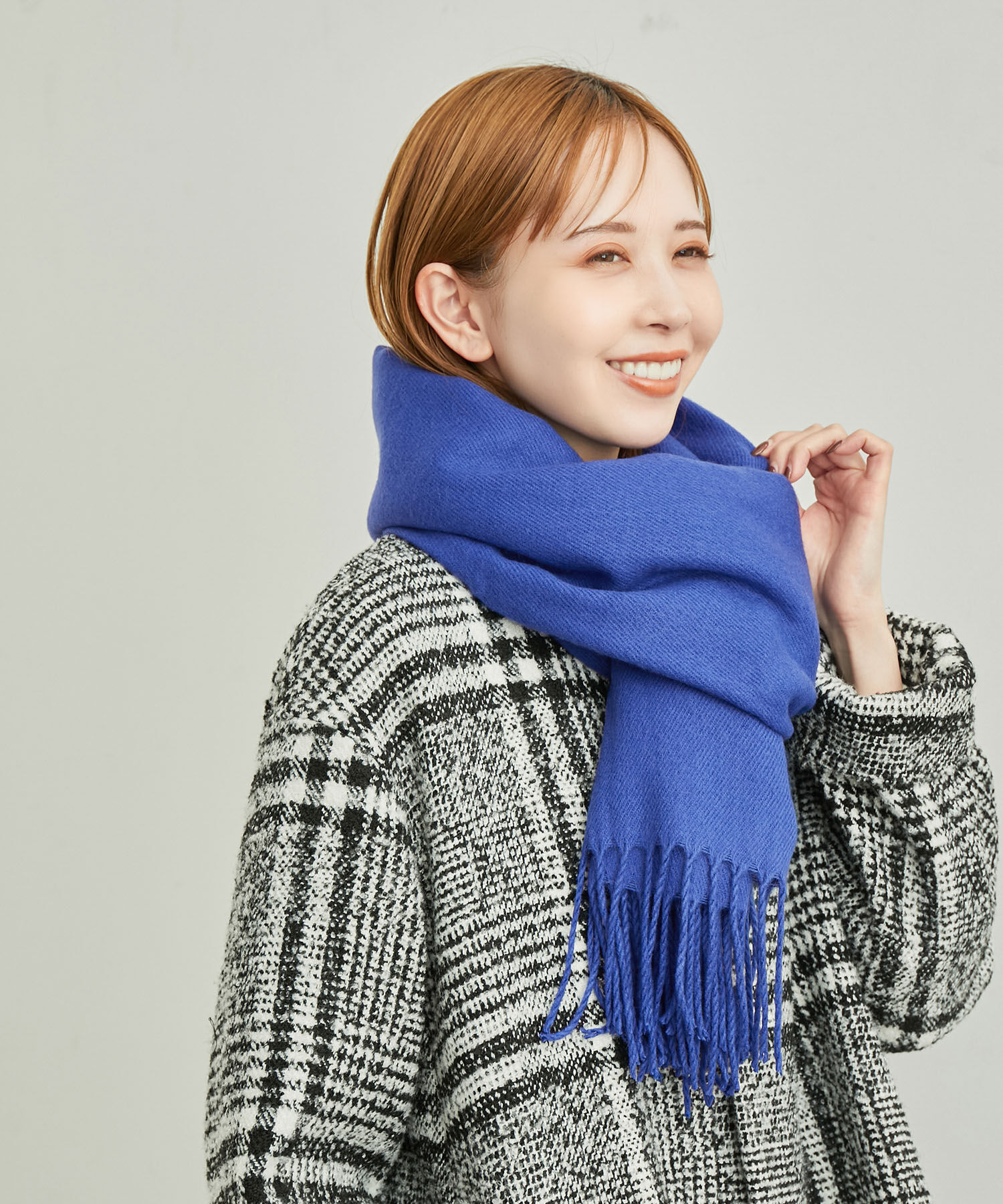 ROPE PICNIC PASSAGE「アルガンオイル混カラーソリッドストール」|ストール|ブルー(44)