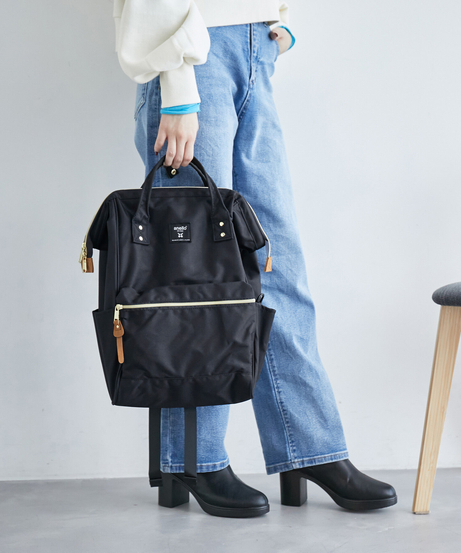 ROPE PICNIC PASSAGE「【一部店舗限定】【anello(R)/アネロ】A4対応/CROSS BOTTLE 口金リュック」|リュック|ネイビー(40)