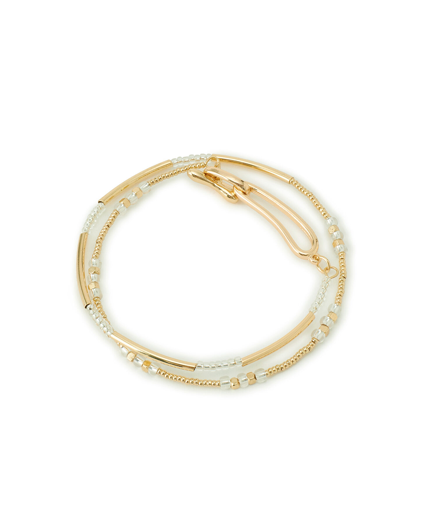 ROPE PICNIC PASSAGE「メタルカラーデザインマンテルパーツ2連ブレスレット」|ブレスレット・バングル|ゴールド(90)