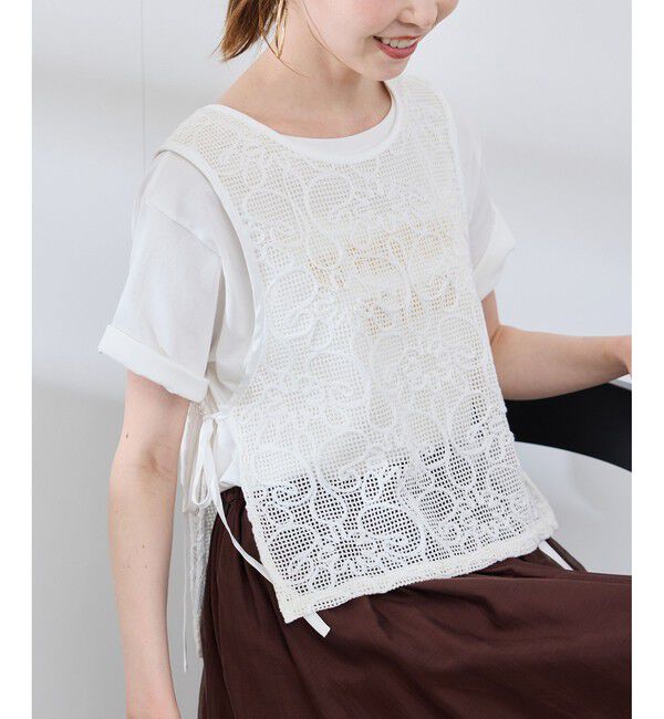 Rope&rsquo;Picnic「サイドリボンレースベスト」|ベスト・ジレ|