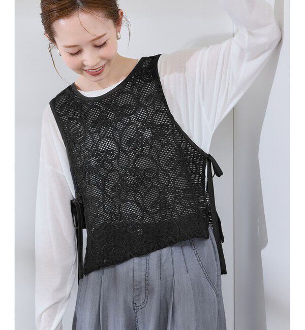 Rope&rsquo;Picnic「サイドリボンレースベスト」|ベスト・ジレ|