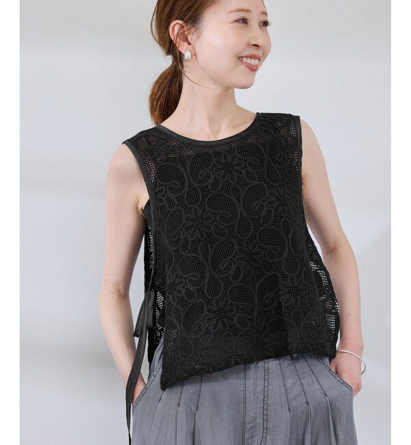 Rope&rsquo;Picnic「サイドリボンレースベスト」|ベスト・ジレ|