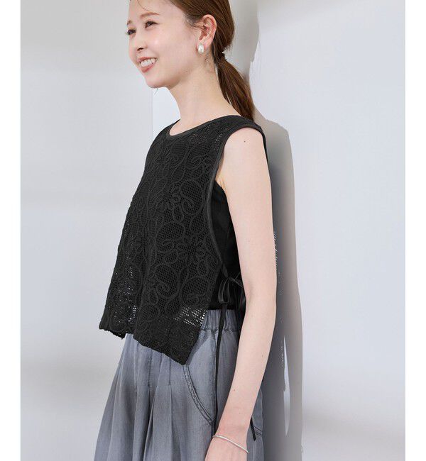 Rope&rsquo;Picnic「サイドリボンレースベスト」|ベスト・ジレ|