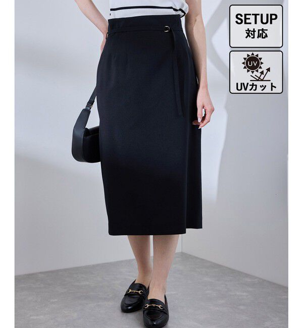 Rope&rsquo;Picnic「【UV対応】【リネンライク・シリーズ】アイラインスカート/通勤・セットアップ対応」|スカート|ネイビー(40)