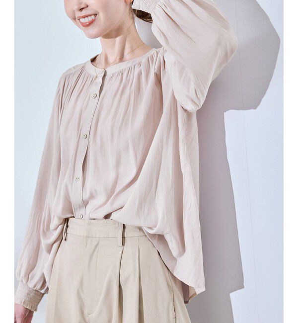 Rope&rsquo;Picnic「割繊ギャザーブラウス」|シャツ・ブラウス|ピンク(63)