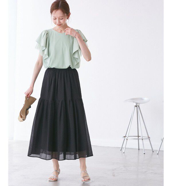 Rope&rsquo;Picnic「【UVカット・接触冷感】Cutee チュールフリルトップス」|Tシャツ・カットソー|