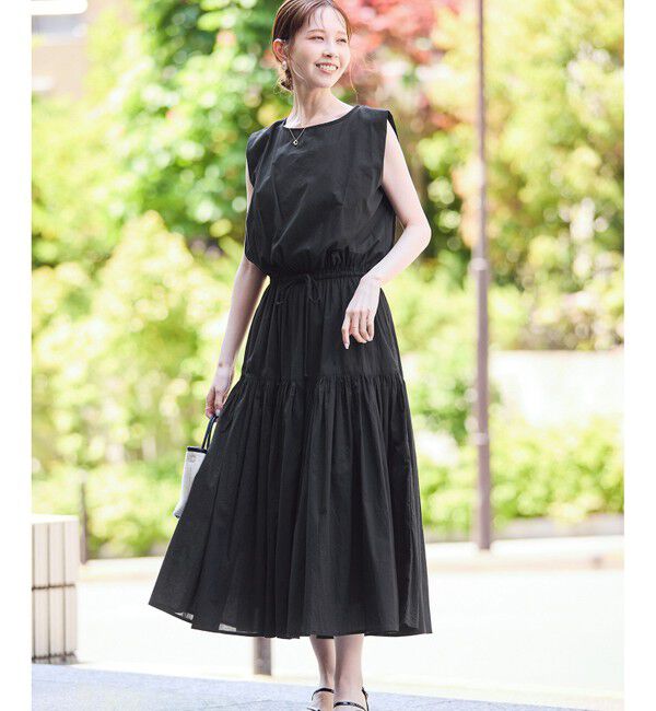 Rope&rsquo;Picnic「コットンボイルティアードワンピース」|ワンピース|ブラック(01)