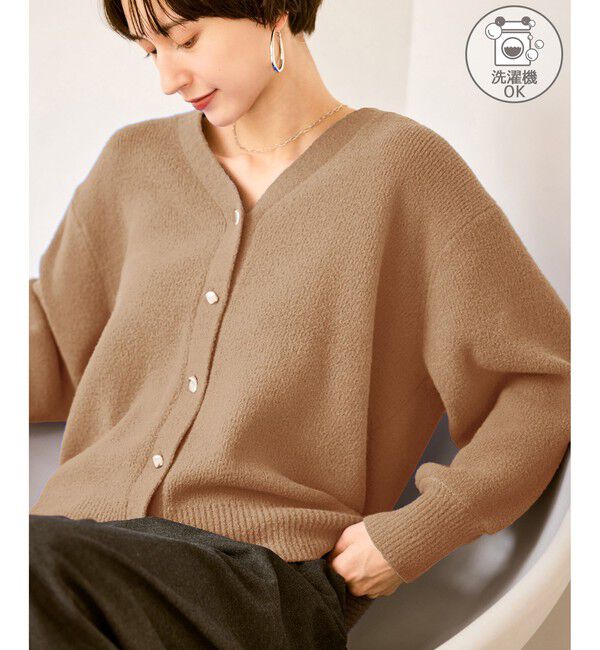 Rope&rsquo;Picnic「【新色追加】スフレニットシリーズ 変形メタルボタンミドル丈カーディガン/イージーケア・リンクコーデ」|カーディガン|ベージュ(27)